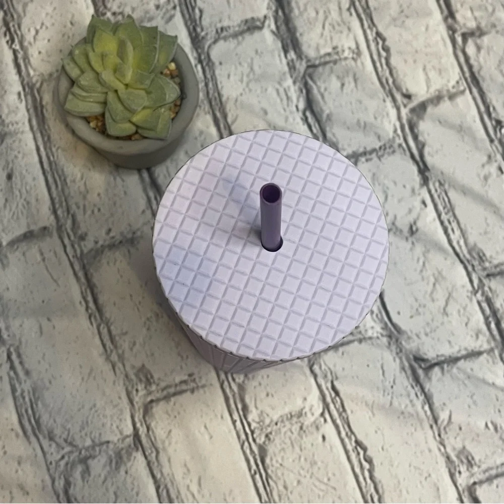 24 oz Starbucks Siren Matte Purple Lilac Lavender Stud Diamond Grid Tumbler